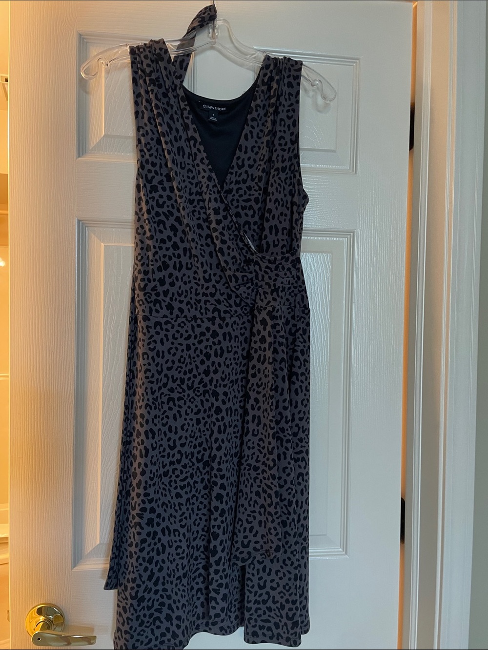 41 Hawthorn Sleeveless Wrap Dress in GreyBlack Leopard Print